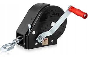Dragon Winch Seilwinde Handseilwinde mit Gehäuse 2500 lbs / 1133 kg mit Haken und Stahlseil 10m zum von kleinen Booten, Motorrädern, Fahrzeugen und für den Einsatz in Werkstätten | Einstufige Winde