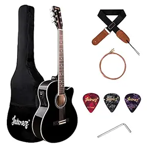 JUAREZ Arpeggio 39 Inch Semi-Acoustic Guitar Kit, Spruce Top, Rosewood Fretboard & Bridge, Truss Rod, 4 Band EQ, Chrome Die Cast Machine Tuners, Black