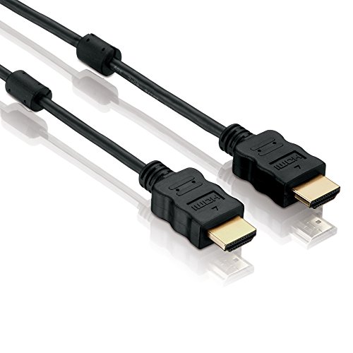 HDSupply X-HC010-015E High Speed HDMI Kabel mit Ethernet und Ferriten, HDMI-A Stecker (19-polig) auf HDMI-A Stecker (19-polig), 2-fach geschirmt, vergoldete Kontakte, 1,5m, schwarz