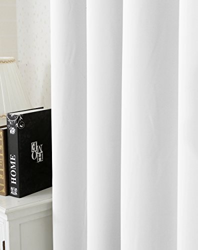 2er Set Gardine Vorhang Verdunkelungsvorhang , Thermovorhang blickdicht mit Ösen , Verdunkelungsgardine schwere Ösenschal , 135x225cm , Grau-Weiss (Kalk Weiß) , VH5878ws-2 - 9