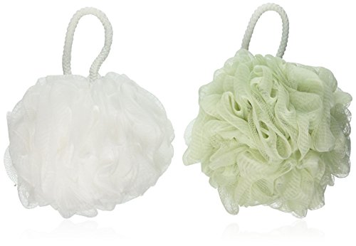 Jmkcoz 2pcs Bath Shower Sponge Puff Loofah Soft Shower Ball Bath Towel Light Green White by Jmkcoz