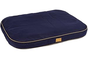 Kerbl Pet Liegekissen Jerome, Hundekissen, Hundebett, dunkelblau, cognac, 60x40x6cm, Polyester, Hunde, wattiertes Kissen, Antirutschbeschichtung