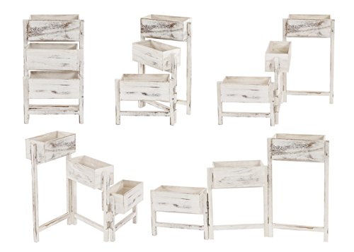 Pflanzregal, Standregal Blumenständer, Höhe: 65cm Shabby-Look Vintage ~ weiß - 3
