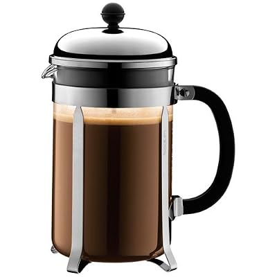 Bodum - 1932-16 - Chambord - Cafetière à Piston en Acier Chromé - 12 Tasses - 1,5 L