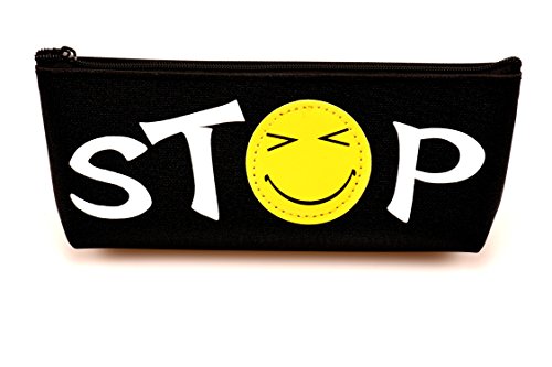 Sld Emoji emoticon matita della penna della borsa con cerniera nero, volto sorridente espressione cancelleria box