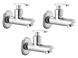 Oleanna Omobc_set3 Metro Brass Quarter Turn Fittings Bib Cock (Silver, Chrome Finish, Pack of 3)