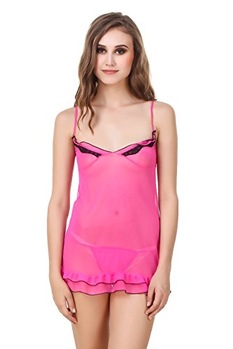 PHWOAR Pink Ultra Hot Sexy Lace Sleepwear with G - String Underwear Lingerie Nightwear Babydoll For Women RS.399 (43.00% Off) - Amazon
