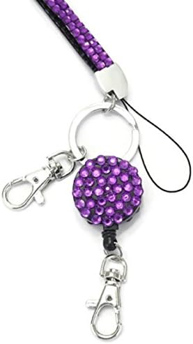 Infinity Lanyard Neck Strap id Card Badge Holder Retractable Reel Yoyo (Purple) Sparkly Diamante Rhinestone cardholder Credit/Oyster Cards Identity Cruise NHS Office Staff Sparkle Bling