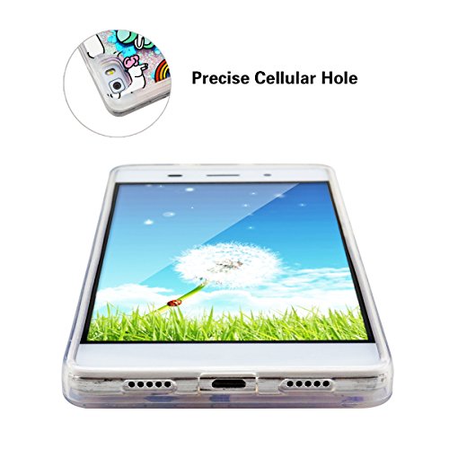 Funda Huawei P8 Lite  E-Lush Acr  lico Silicona Material Liquid Crystal  Bling Unicornio y Nube Purpurina llamativa Funda Protectora Suave Anti-rasgu  o y a Prueba de Golpes Bumper  Semi-transparent Quicksand  Ligero Funda para Huawei P8 Lite Azul