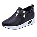 Produktbild Damen Sneaker Mädchen Mode Laufschuhe Freizeit Leder Freizeitschuhe Sportschuhe mit Reißverschluss… (EU:37.5, Schwarz - F)