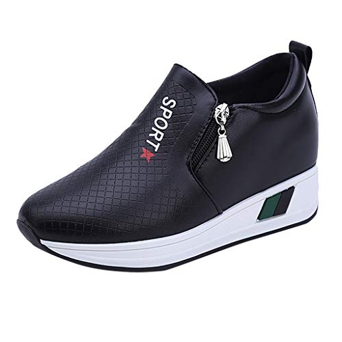 Clearance Sale! OverDose Ladies Fashion Thick Heels Platform Wedges Zip Loafers Sneakers Shoes