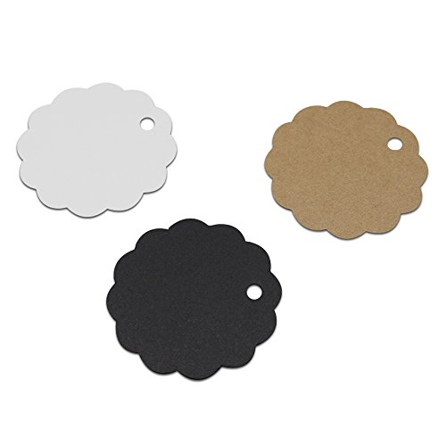 6x6cm (2.3″x2.3″) 200 Stück Kleine Blume Kraft Geschenk Anhänger Papieranhänger Tags Labels Hochzeit Party Etikett Selbstgestalten Preisetiketten Preisschild Schilder Kofferanhänger DIY Handwerk Schild (Weiß) - 3