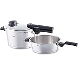 Fissler Schnellkochtopf-Set vitavit comfort 2 teilig – Schnellkochtopf 4,5 L u. Schnellbratpfanne 2,5 L – 22cm Durchmesser mit Einsatz – 610-300-11-000/0