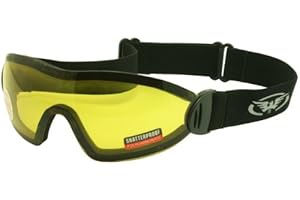 Global Vision Shatterproof UV400 Jockeys Riding Goggles For Point to Point, National Hunt, Flat Or Work Complete with Storage Pouch (Yellow Tinted - Category 1)