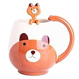Braunbär Becher Tassen Set mit einem kleinen hängenden Löffel,Cailorlife