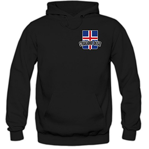 Island EM 2016 #5 Kapuzenpullover | Fußball | Herren | Strákarnir okkar | Trikot | Nationalmannschaft, Farbe:Schwarz (Black F421);Größe:XXL