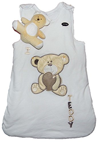 Baby 2.5 tog Sleeping Bag 0-6m and 6-12 months Side Zip Pink Blue and Unisex (6-12 months, White Teddy)