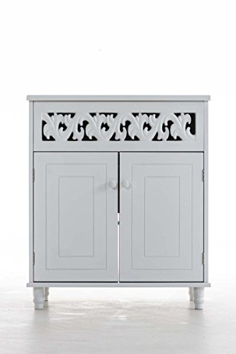 CLP Cómoda POPPY en estilo rústico, ancho de 65 cm, altura de 76 cm y profundidad de 35 cm, con 2 puertas blanco