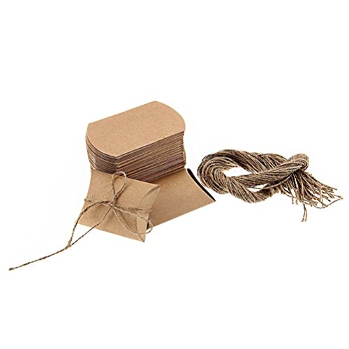 ROSENICE Kraft Papier Tüten Süßigkeiten Boxen Vintage braune Verpackung Geschenk-Boxen mit Seil Hochzeit Gunst Packung von 50 - 5