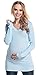 Happy Mama Women's Maternity Stretchy Knit Tunic Jumper Pullover with Hood 908p (Light Blue, 8/14)