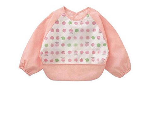 Preisvergleich Produktbild Fattonny Mode Exquiste Schürzen Baby Cute Sleeved Lätzchen Cartoon Waterproof Kunst Kittel Schürze (Hellrosa)