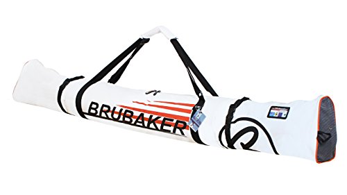 BRUBAKER Conjunto 'Super Champion' Bolsa para botas y Casco de ski junto a 'Carver Champion' Bolsa para un par de Ski - Blanco / Naranja - 170 cms.