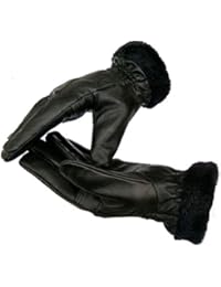 Stylish Genuine Leather Winter Gloves for women in Black (GLSGL-8009)