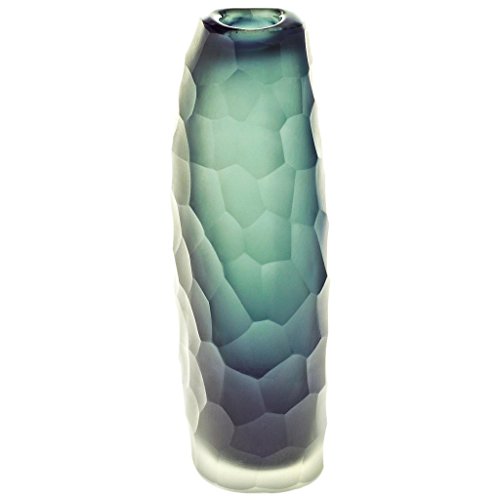 Vase, Blumenvase, Stengelvase „MOONLIGHT“ grau, oval, handgefertigt, H=18cm, moderner Style (ART GLASS powered by CRISTALICA) - 4