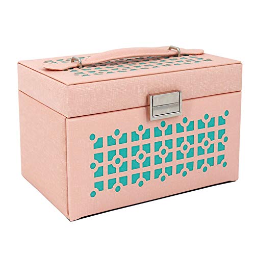 Preisvergleich Produktbild YANGJUN-schmuckschatulle Weiblich Europäischer Stil Hohe Kapazität Haushalt Sehen Ring Ohrring Zubehör Geschenk (Farbe : Pink, größe : 20x13.5x12cm)