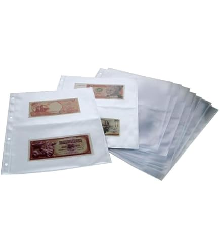 Pack De 100 Fundas Para Billetes DIN A4 Con 3 Bolsillos – Hojas Transparentes Sin Plastificante Para Álbum De Coleccionismo – Compatibles Con Carpetas De Anillas