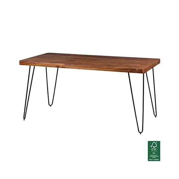 FineBuy Massiver Esstisch Harlem 120 x 80 cm Sheesham Massiv Holz | Esszimmertisch Massivholz mit Design Metall Beinen… – Bild 3
