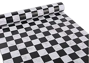 SV COLLECTIONS Decorative Black and White Chess Board Tiles Peel and Stick Wallpaper Kitchen Bedroom Living Room SELF Adhesive Wallpaper- 200*45 cm - 9 SQFT Approx