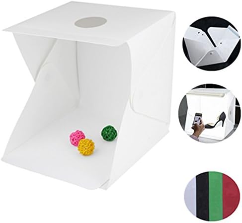 40*40*40cm Portable Mini Photo Studio Shotting Tents, LED Photo Backgrounds Small Lightbox with Four Block Plates, Latest Button Fixed Mode…