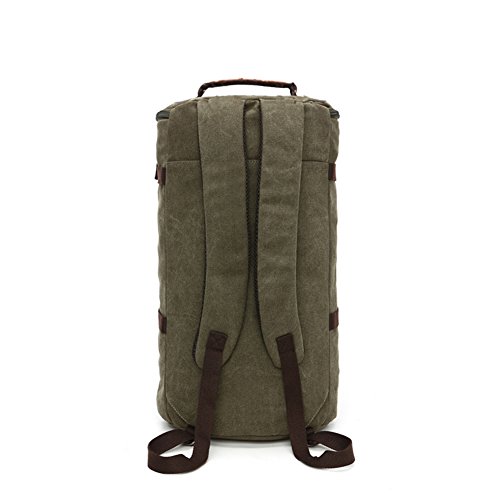 lanyou Canvas Rucksack Man Wandern Daypack Zylinder Rucksack perfekt für Reisen Gym Sport Outdoor Schule Tasche Grün armee-grün - 3