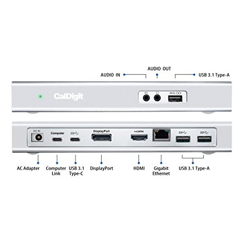 CalDigit USB-C Dock: Laden von Retina MacBook, MacBook Pro 2017, iMac Pro 2017, iMac 2017, MacBook 2017, Pixel oder XPS 13. Unterstützt Apple SuperDrive; USB Typ-C, HDMI, DisplayPort, Ethernet LAN, Audio/Mikrofon, Thunderbolt 3 kompatibel (incl. zertifiziertem 0.5 M-Kabel, EU-Netzstecker) - 2