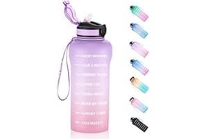 ETDW Bottiglia Acqua 1.5 Litro [Senza BPA Tritan], 1500ml Borraccia Sportiva con Cannuccia a Prova di Perdita, Motivazionale Borraccia con Marcatori di Tempo per Palestra, Campeggio, Yoga, Picnic