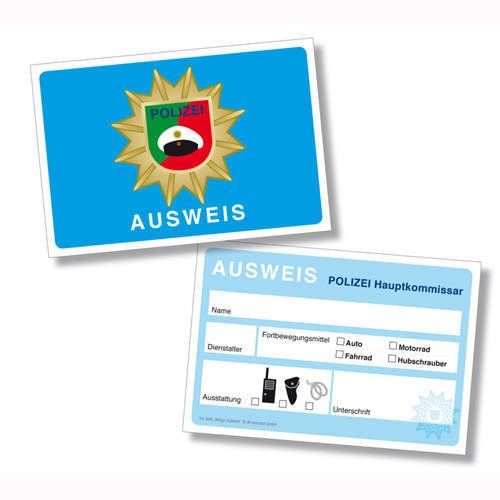 Dienstausweis "Polizei" zum Ausfüllen 6er Pack