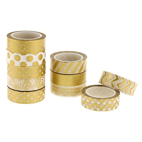 WINOMO 10pcs Gold Washi Klebrigen Papier Maske Klebeband Scrapbooking DIY - 2