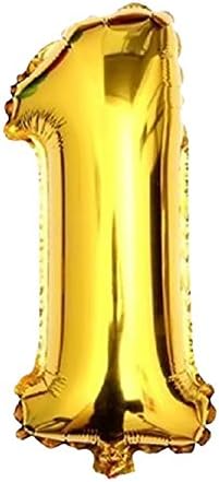 Venkaite Aluminum Foil Helium Balloon 32inch Digital Number Inflatable Balloon for Birthday Party, Wedding, Anniversary Party Decoration, Gold Digital 1