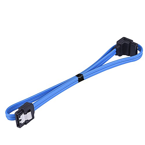 eBoot 6 Stück 18 Zoll SATA III 6.0 Gbps Kabel SATA Anschlusskabel mit Verriegelungslasche und 90-Grad-Stecker, Blau - 4