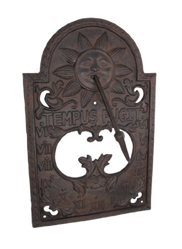 In Rustikaler Finish Wand montiert 'Zeit Fliegen' Sonnenuhr Sonne Zifferblatt