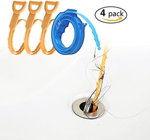 Drain Snakes Hair Drain Clog Remover Cleaning Tool of Plumbing&amp;Pipe Snake Drain Auger for Removal Opener Sink and Bathtub, Toilet- 20 Inches Long-4 Pack by FinalBase