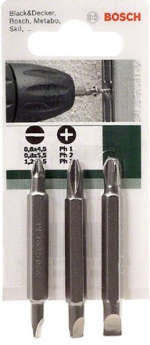 Bosch 2609255959 DIY Doppelklingenset 3-teilig 60 mm, Standard LS 0.6 x 4.5-Ph 1 (× 1), LS 0.8x5.5-Ph 2 (× 1), LS 1.2x6.5-Ph 3 (× 1)