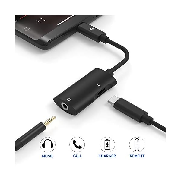 USB Typ C auf 3,5 mm Kopfhörer Adapter, KINGONE 2 in 1 USB C Klinke Adapter Kompatibel mit Huawei P30 Pro / P20 Pro / P20 / Mate 20 Pro/Mate 10 Pro/Moto Z