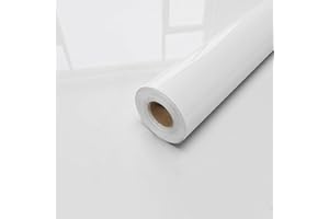 xupingjiti Carta da parati autoadesiva Bianco brillante, per mobili, cucina, armadio, impermeabile, 40 x 300 cm