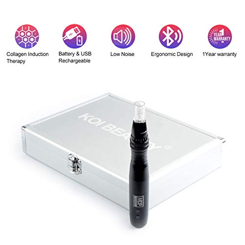Derma Pen Auto 7 luci a LED Electric Stamp Cartucce Rughe Smagliature Cicatrice dell'acne La perdita di capelli Dermapen 0.25-2.0mm per viso e corpo Koi Beauty Cura della pelle