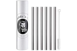 BUDDY´S BAR Buddy's Bar - Cannucce riutilizzabili, Set di 6 cannucce + Spazzola per la Pulizia, Lavabili in lavastoviglie, ecologiche, ecosostenibili e Prive di plastica, Ottica in Rame