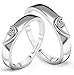 Via Mazzini Platinum Plated Stainless Steel Love Birds Crystal Couple Rings For Men And Women (Ring0247) RS.749.00