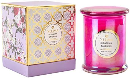 VEEDAA Bulgarian Lavender Danube Glass Soy Scented Candle (Burns 45 hours)