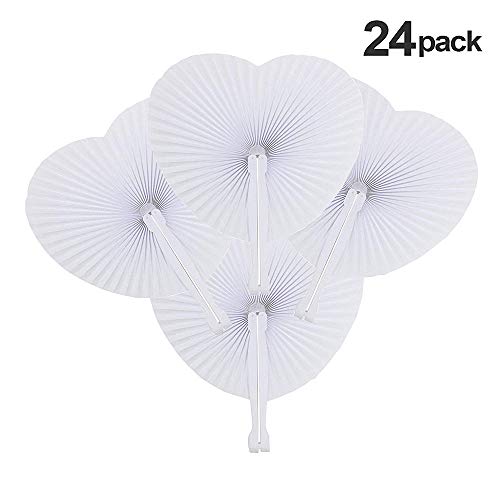 Erlliyeu 24 Pezzi Ventagli Pieghevoli per Matrimonio, a Forma di Cuore, in Carta, Pieghevoli, per Matrimoni, Feste, Matrimoni e Feste